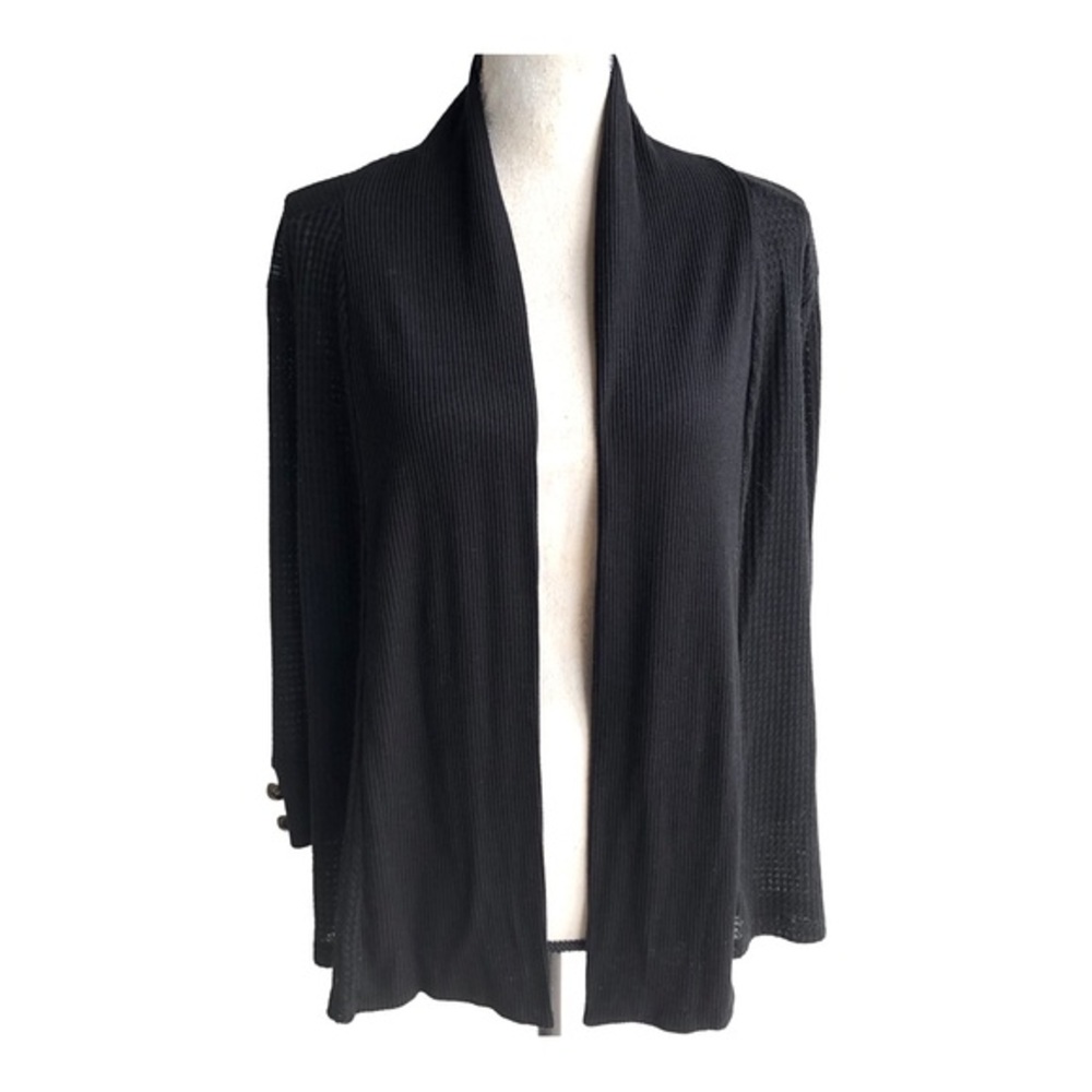 Debbie Morgan Womens Black‎ Open Front Cardigan Long Sleeve Sweater Size …
